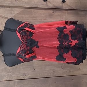 Glydons of Hollywood Vintage Lingerie Red Black Made in USA Small